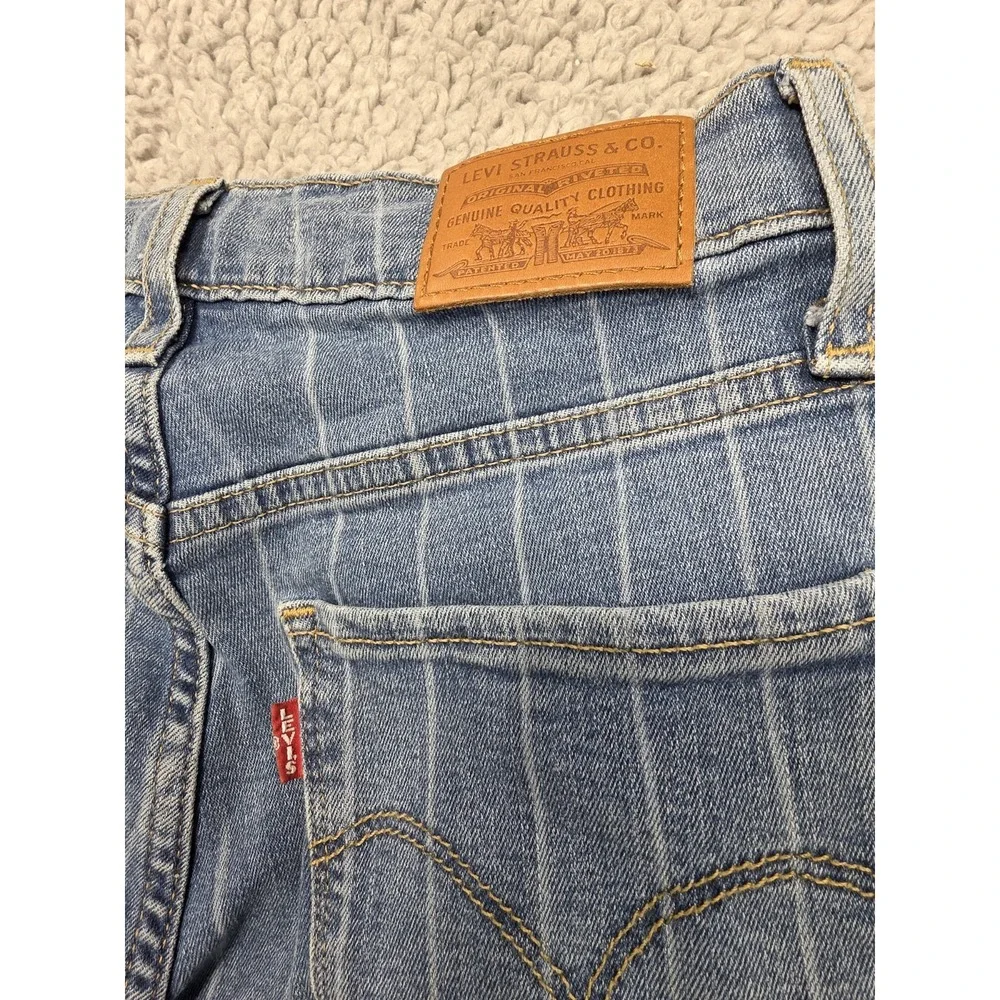 LEVI'S 724 High Rise Straight Jeans Dark Blue Pinstripe‎ W26 L26 Women's Slim SF